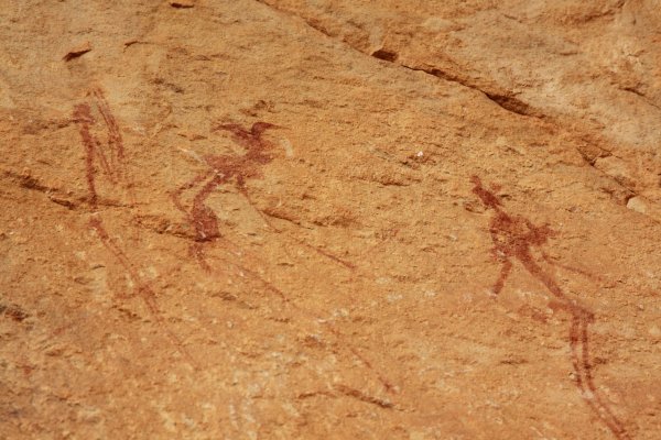 Old Bushman cave paintings in Lesotho