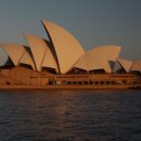 Side-view-from-the-harbour-of-the-Sydney-Opera-House