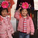 Chinese girls posing at the Beijing Summer Palace