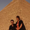 Dave and Syy hanging out in front of the great Pyramid at Giza