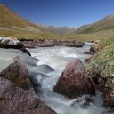 Beautiful mountain scenery, high up in Kyrgyzstan