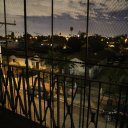 Looking through bars, Inglewood hotel, Los  Angeles