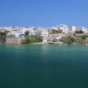 Pulling into old San Juan Puerto Rico - from room veranda on Holland America Line cruise ship