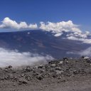 View of Mauna Loa from dirt road on Mauna Kea