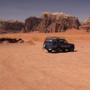 Lone-vehicle-Wadi-Rum-Southern-Jordan
