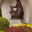 Statue in front of church, downtown Vaduz