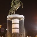 Large fountain in the central square in Skopje