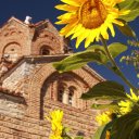Old and New - St. John Kaneo Church and a sunflower