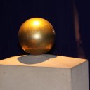 The urn that holds the ashes of famed scientist Nikola Tesla