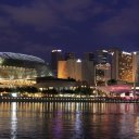 Singapore-at-night-taken-from-near-the-famous-Merlion-statue