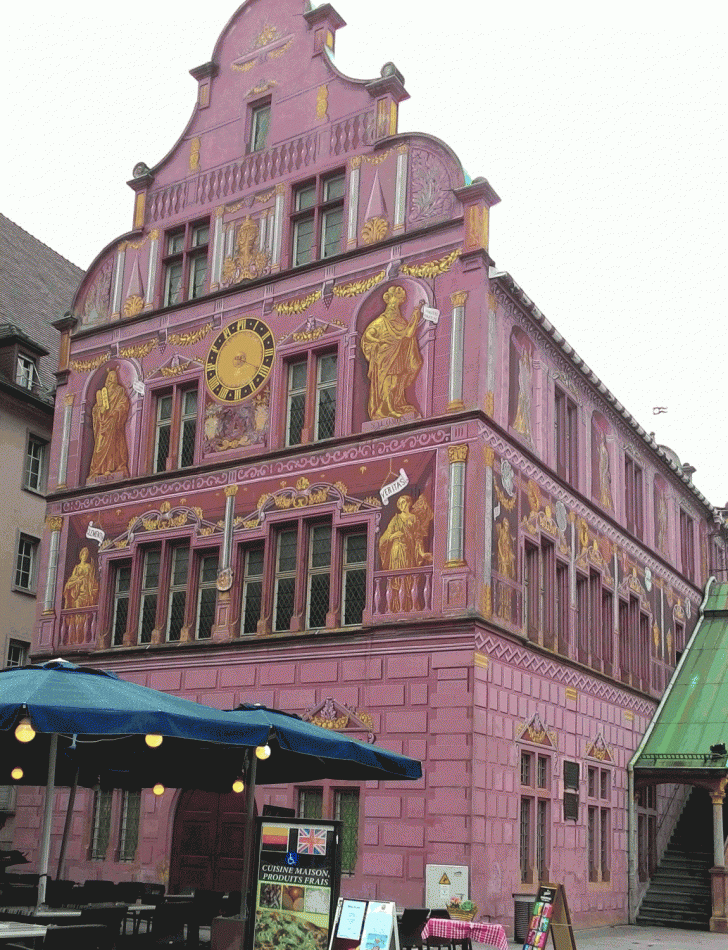 Part of the façade of the Hôtel de Ville, Mulhouse’s town hall.
