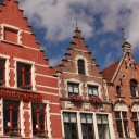 Amazing architecture in the main square, Bruges