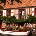 One of the many boats waiting to give tourists rides on the canal