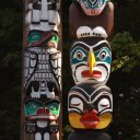 Colorful totem poles, Vancouver