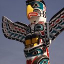 The famous totem poles in Stanley Park