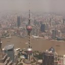 View looking down from the observation deck at Shanghai Financial Center