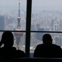 Looking at the views from the cafe inside the Shanghai Financial Building