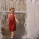 Budapest, Girl playing in fountains