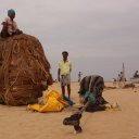 Pile of fishing net on the "Marina" - Chennai