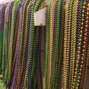 Hanging beads on Float Mardi Gras