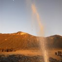 A blowhole spews seawater with quite some force. They are formed when ocean waves crash into limestone cliffs with tubelike holes that are dozens of feet long and turn up into the open air