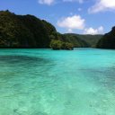 The blue green waters of Palau