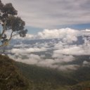 Trekking up to Misima village in the mountains - overlooking the clouds and Kokoda Valley