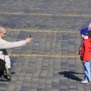 Red Square Moscow, father taking photo of daughter