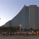 The Jumeira Hotel along with the sail shaped Burj al Arab Hotel in the background