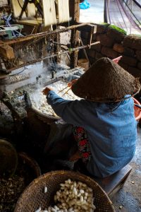 Vietnam woman was weaving silk