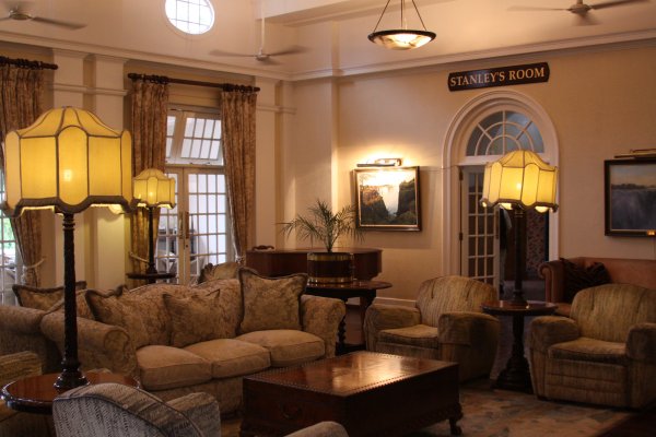 Inside the classy Victoria Falls Lodge
