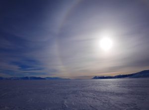 A parhelion as Ben Saunders and Tarka L’Herpiniere climb the Beardmore Glacier, Antarctica