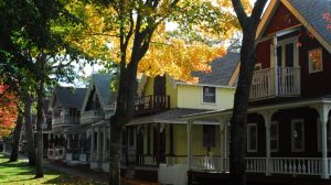 Famous gingerbread homes on Martha's Vineyard, off coast of Massachusetts.