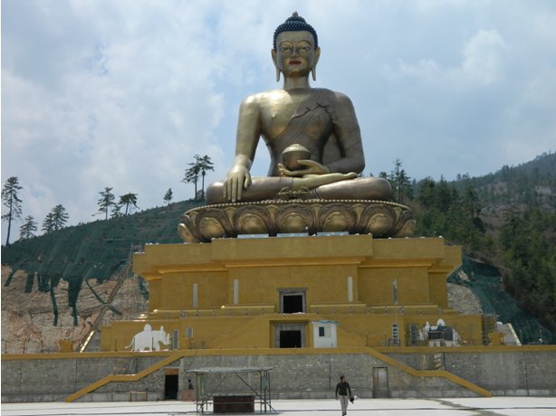 Giant Buddha outside Thimphu, with me at the base.