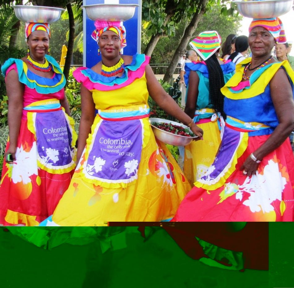 Native Colombians dancing in the streets