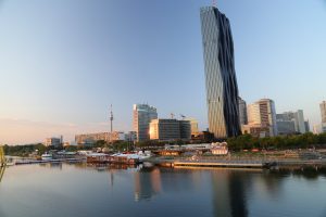 Modern Vienna along the shores of the Danube