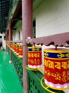 Buddhist prayer rolls at monastery