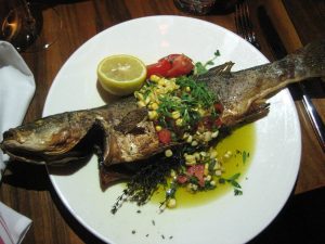 whole roasted branzino