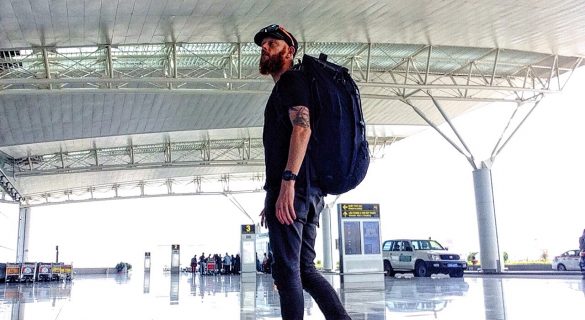 Backpacker at the airport