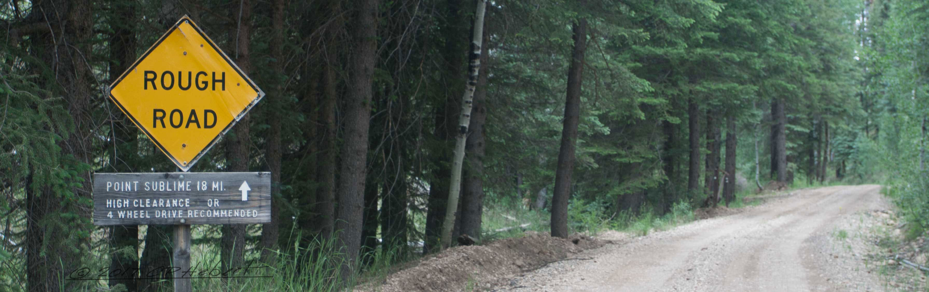 The 18 mile road to Point Sublime can be rough and steep in some sections requiring a high clearance vehicle.