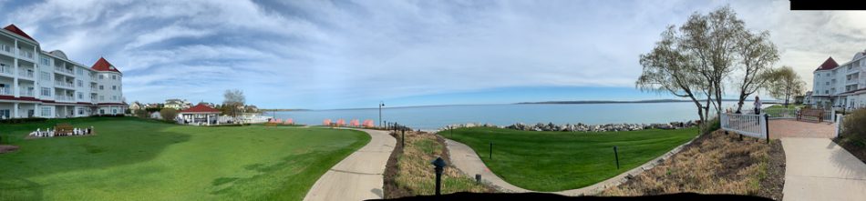 Views of Little Traverse Bay from the Inn at Bay Harbor. 