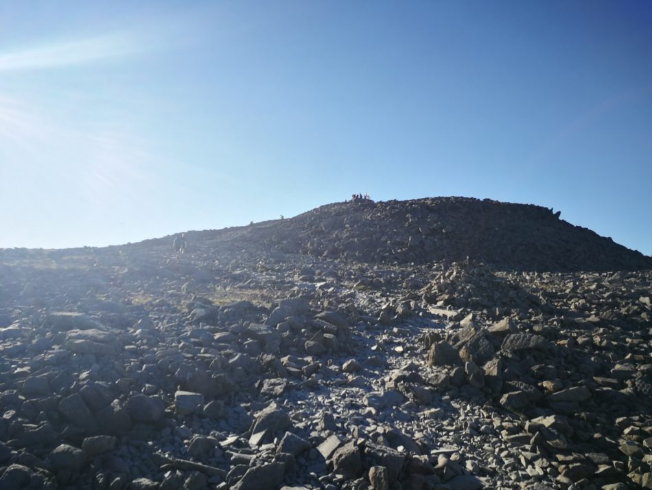 Boulder field on the top of Scafell Pike via the easy route