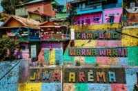 view of the hill side of the colorful Jodipan village in East Java