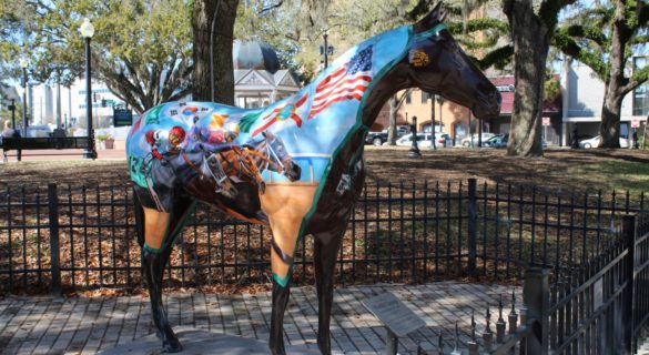 a painted horse statue