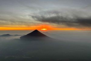 The sunrise view from the summit of Acatenango Volcano