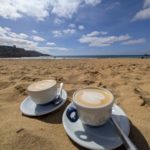 Coffee on the beach in golden bay, Malta