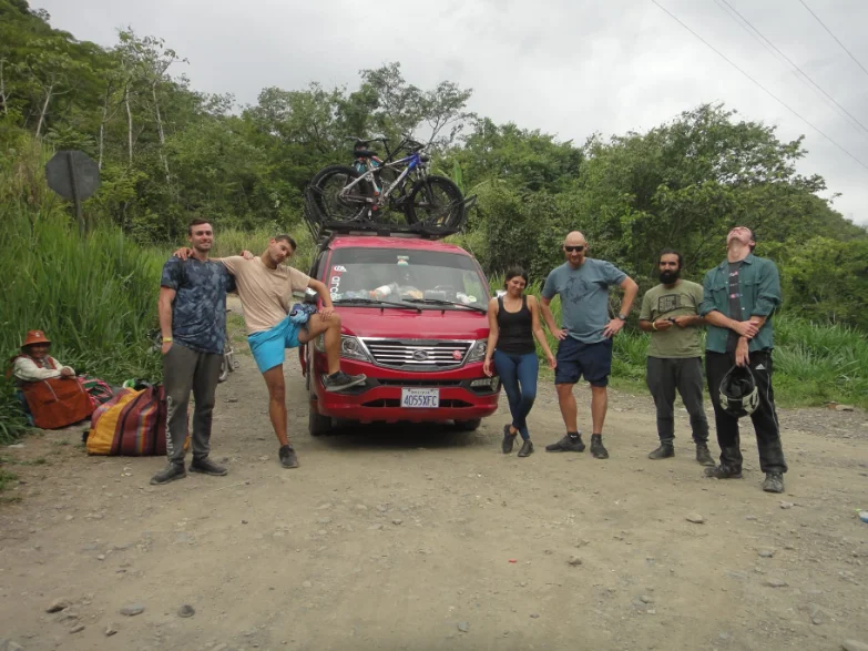 Happy group at end of cycling tour